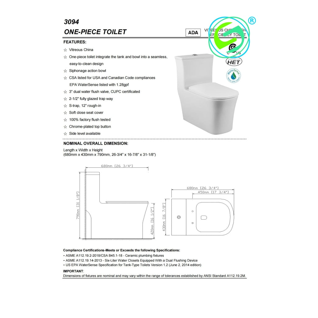 One-Piece Toilet 394