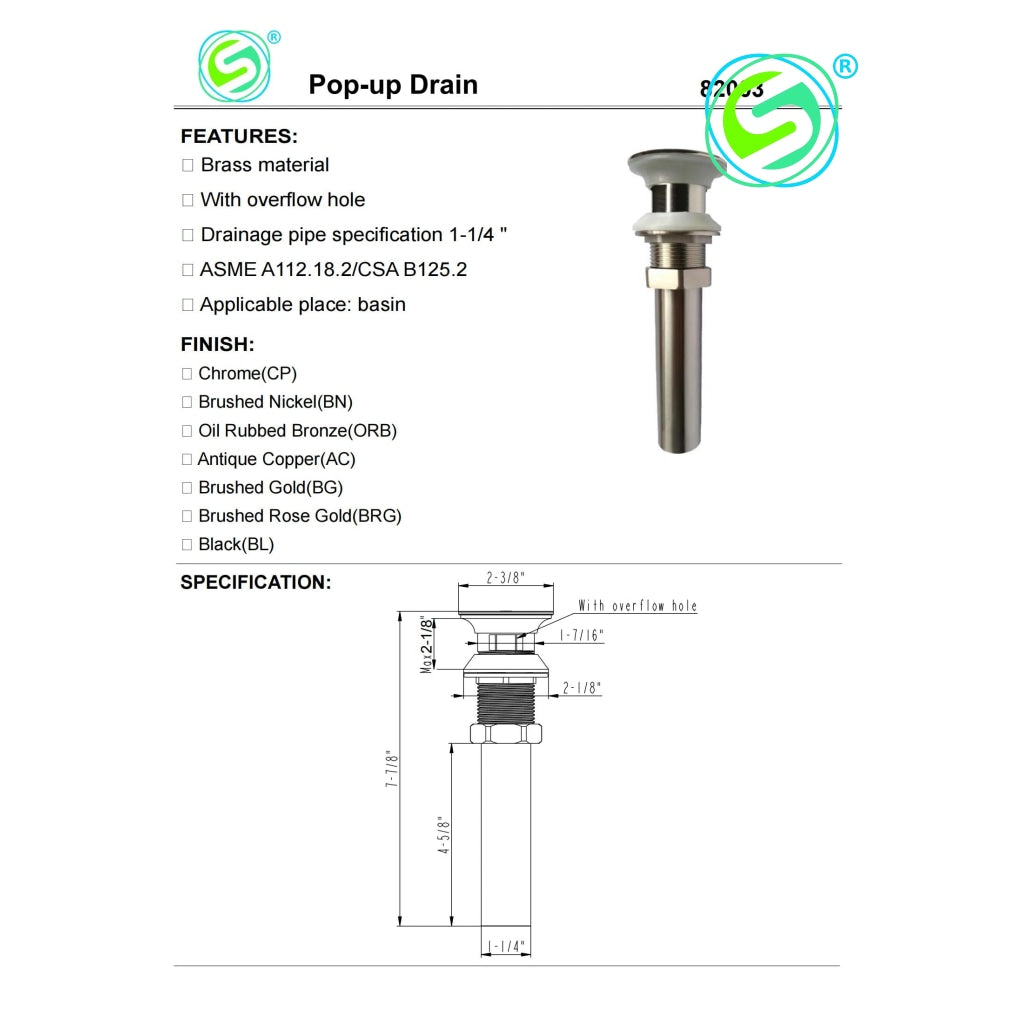 Drain-82003 Spec
