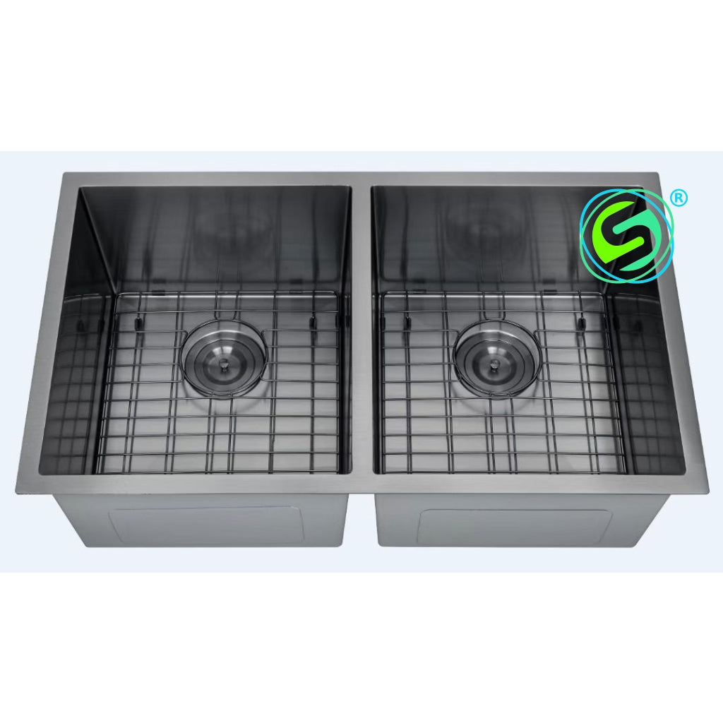 Stainless Steel Rd3219D-Black Double Bowl Undermount Sink