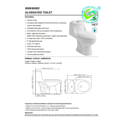 Elongated Toilet 8008/8008S