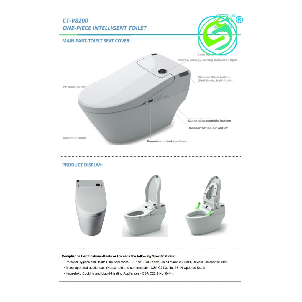 One-Piece Intelligent Toilet Ct-V8200